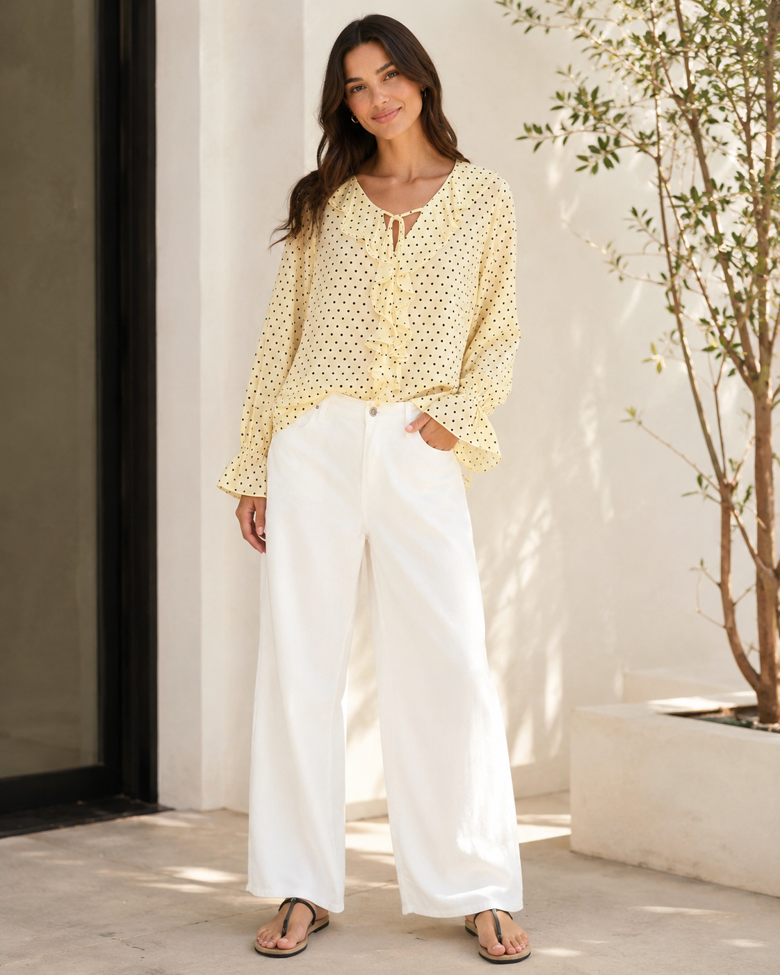 Blouse Pois Col Volanté