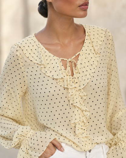 Blouse Pois Col Volanté