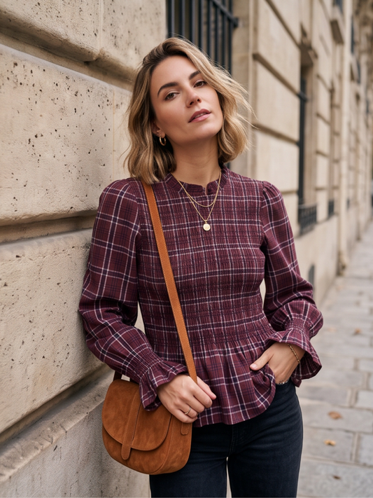Blouse Rébecca - Carreaux Smockée