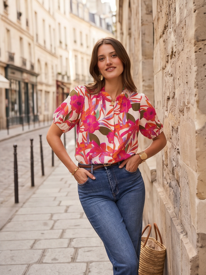 Blouse Romane - Rose Tropicale