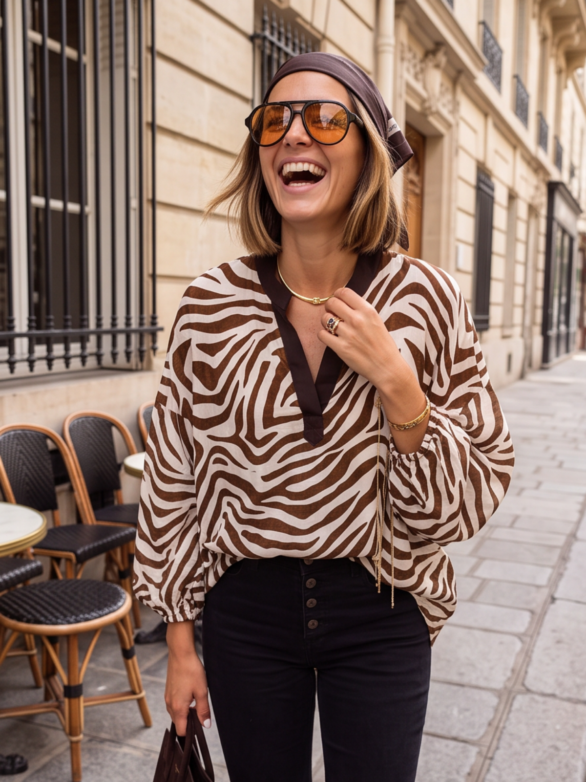 Blouse Sabrina - Zèbre Marron