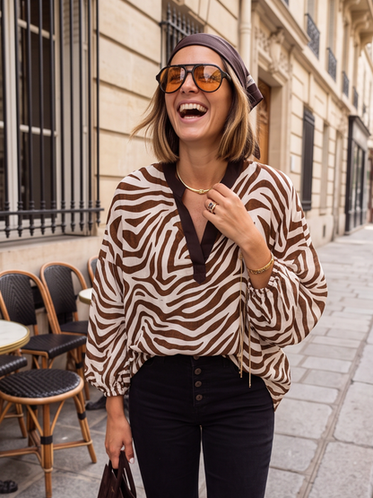 Blouse Sabrina - Zèbre Marron