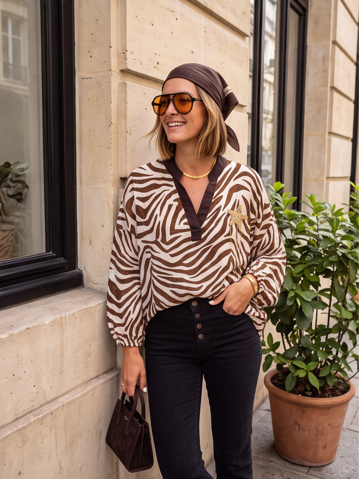 Blouse Sabrina - Zèbre Marron