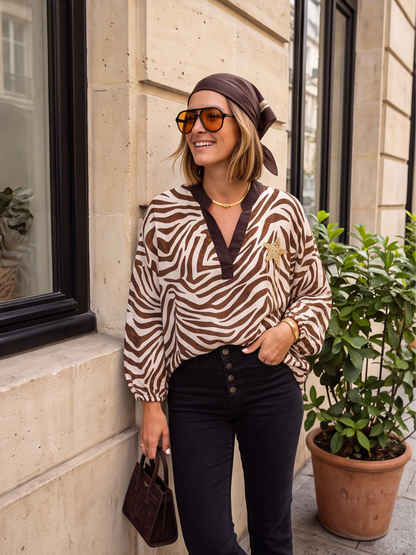 Blouse Sabrina - Zèbre Marron