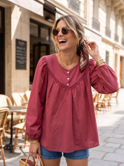 Blouse Salomé - Manches Bouffantes Coton