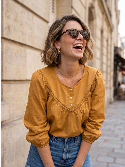 Blouse Salomé - Manches Bouffantes Coton