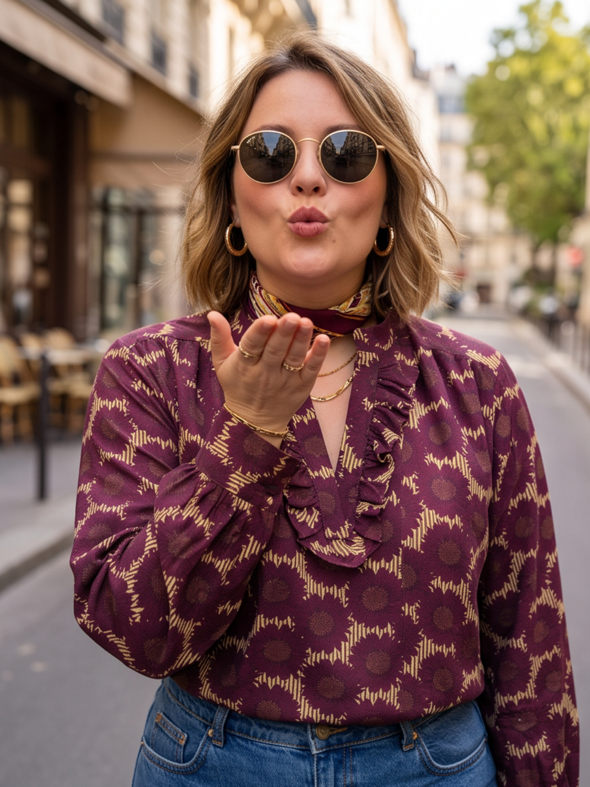 Blouse Sandrine - Imprimée Bordeaux