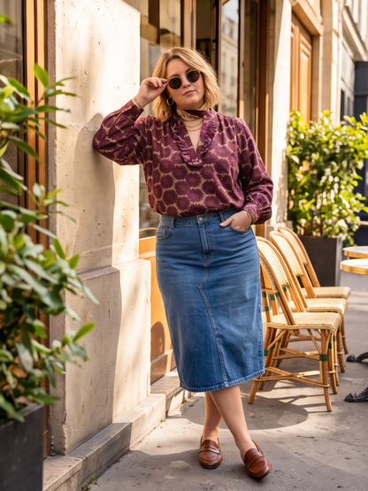 Blouse Sandrine - Imprimée Bordeaux