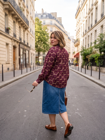 Blouse Sandrine - Imprimée Bordeaux