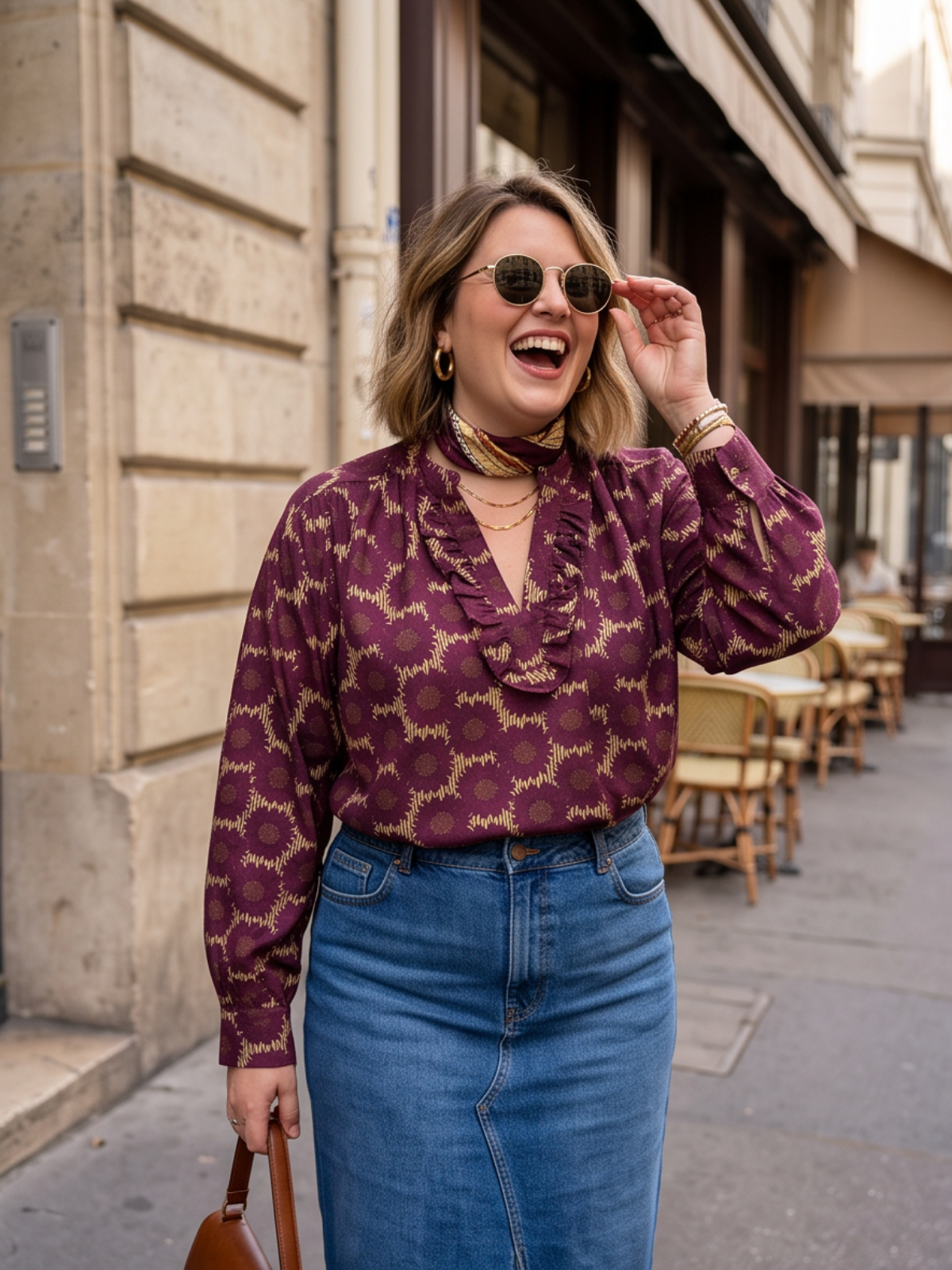 Blouse Sandrine - Imprimée Bordeaux