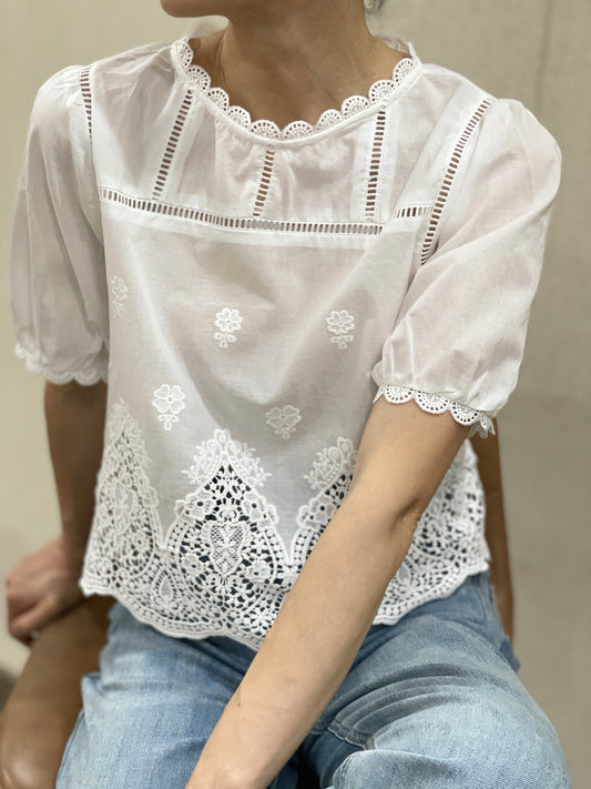 blouse en coton blanche