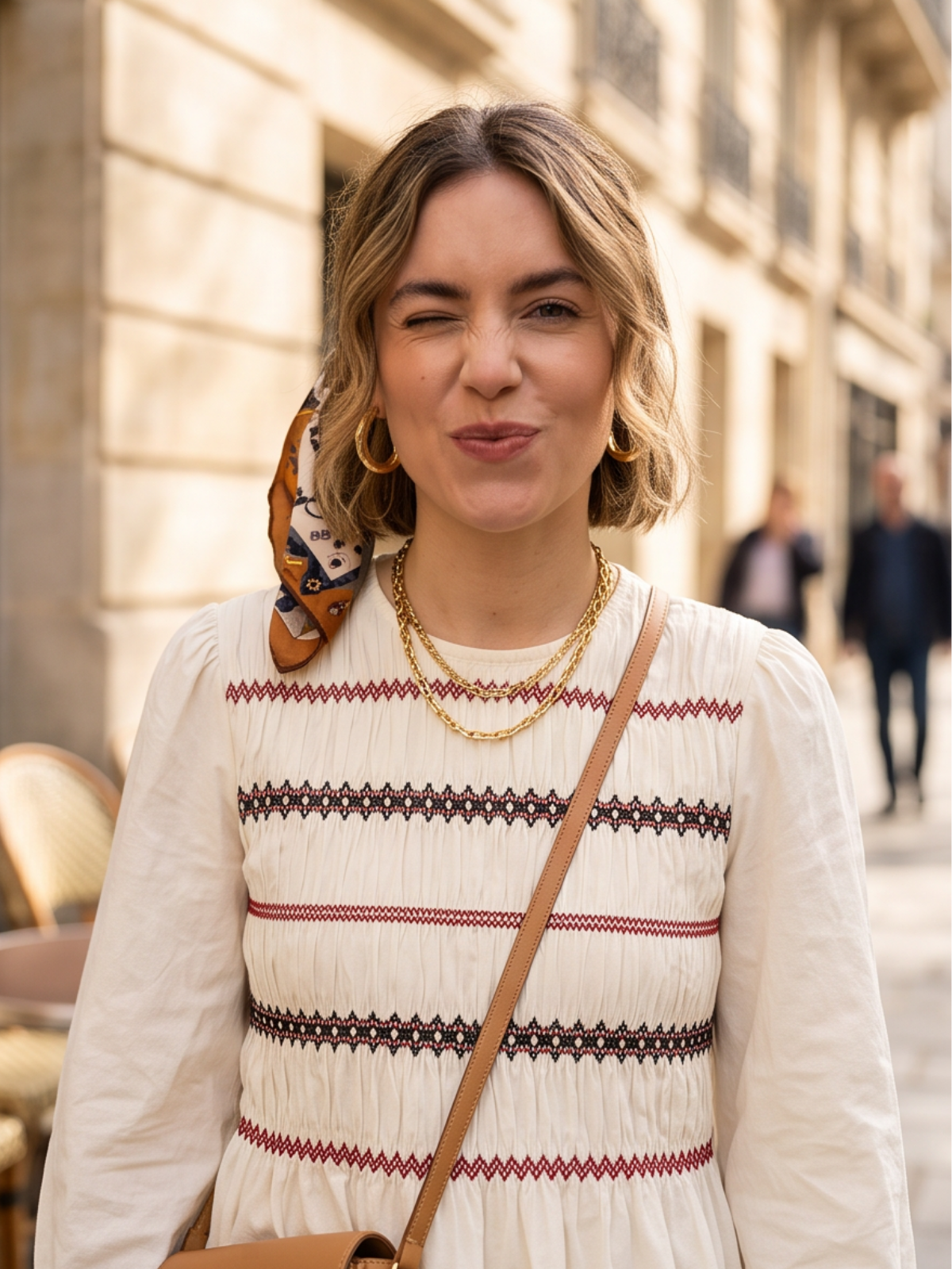 Blouse Aziliz - Coton Brodé Beige