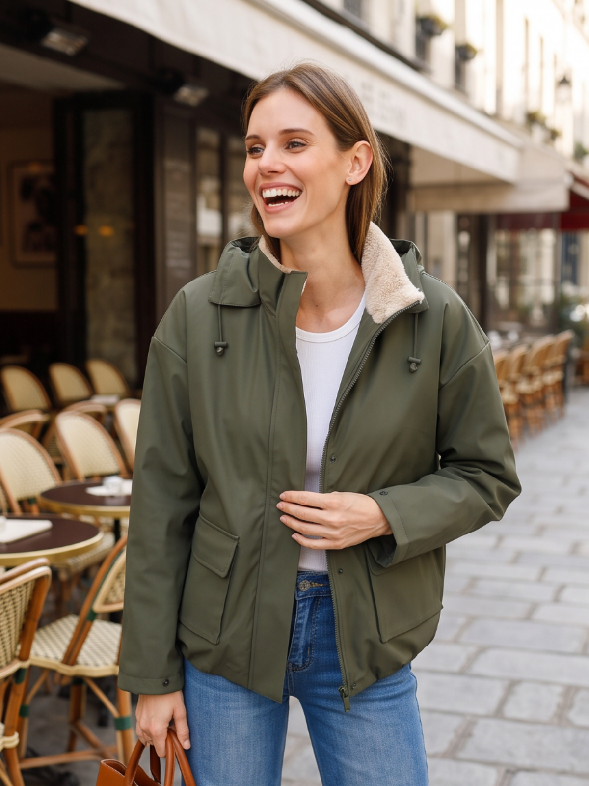 Blouson Imperméable Fourré Capuche Amovible - Laura Jo