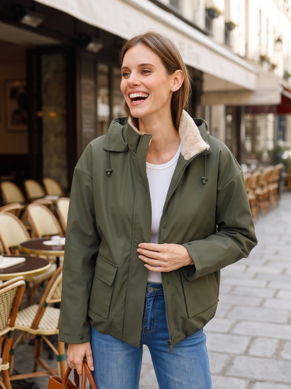 Blouson Imperméable Fourré Capuche Amovible - Laura Jo