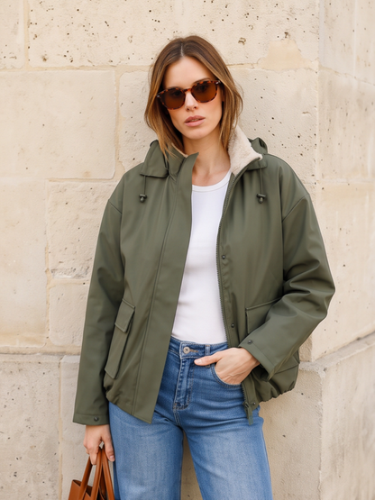Blouson Imperméable Fourré Capuche Amovible - Laura Jo