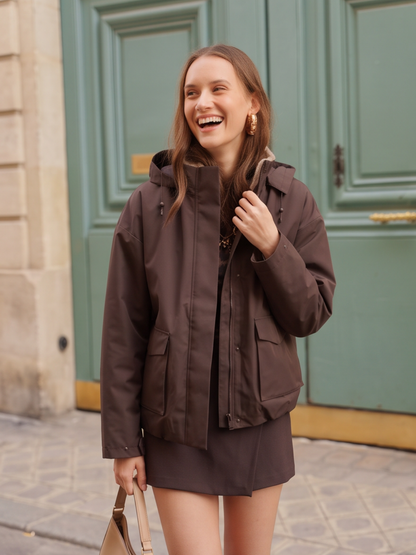 Blouson Imperméable Fourré Capuche Amovible - Laura Jo
