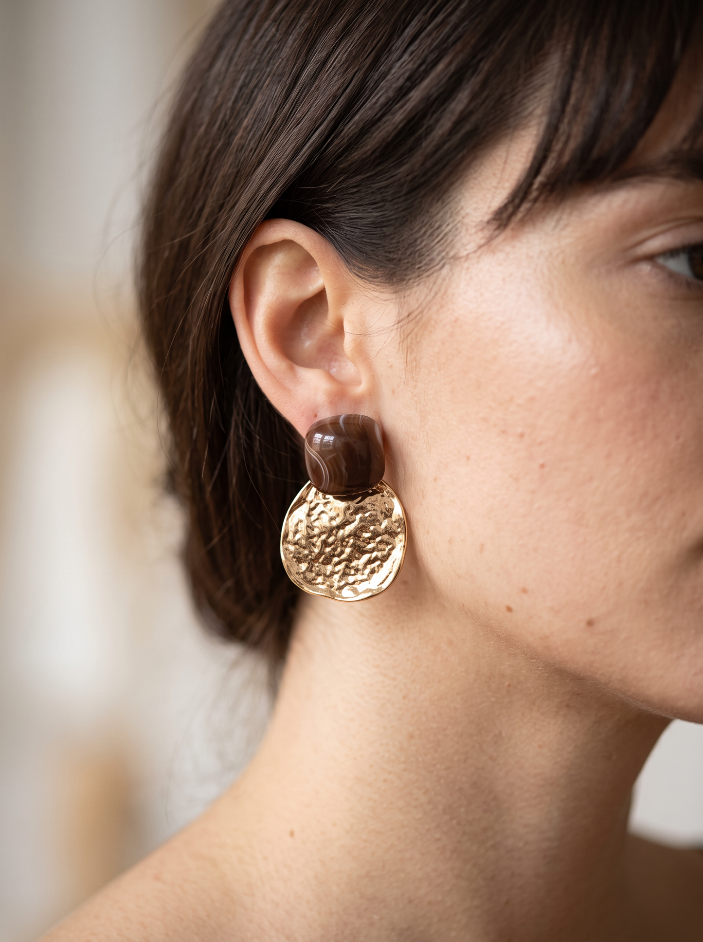 Boucle d'Oreille Martelée