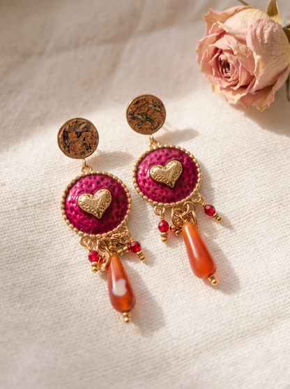 Boucle d'Oreille Médaillon Cœur