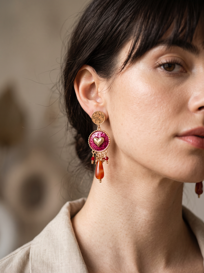 Boucle d'Oreille Médaillon Cœur