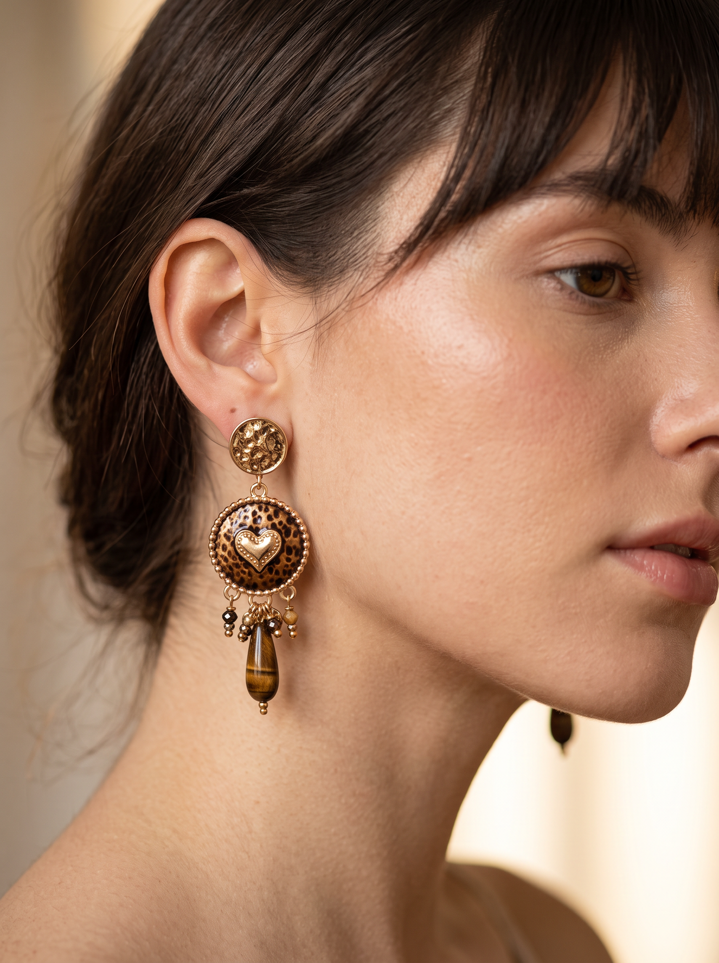Boucle d'Oreille Médaillon Cœur