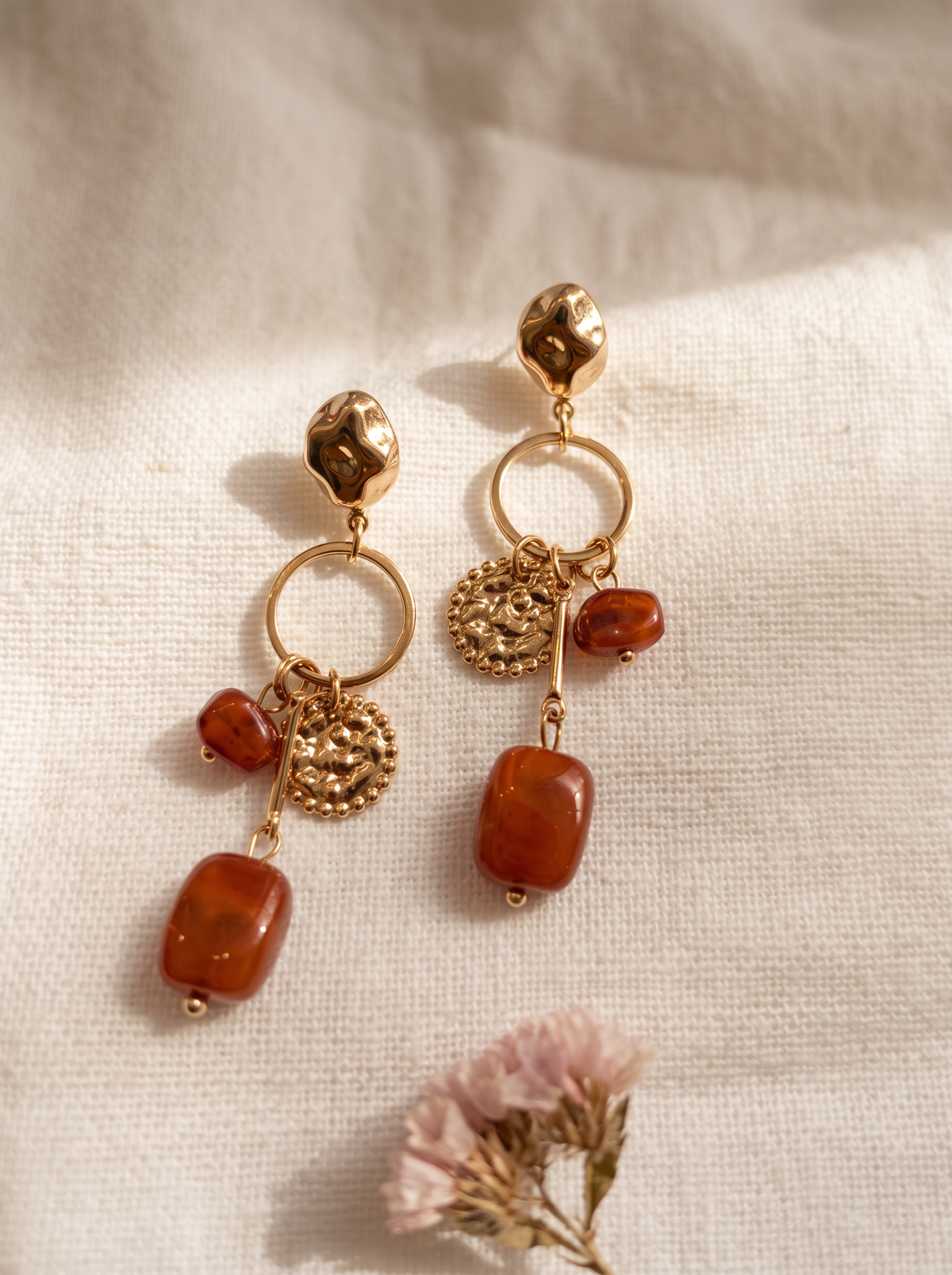 Boucle d'Oreille Pampilles - Terracotta Doré