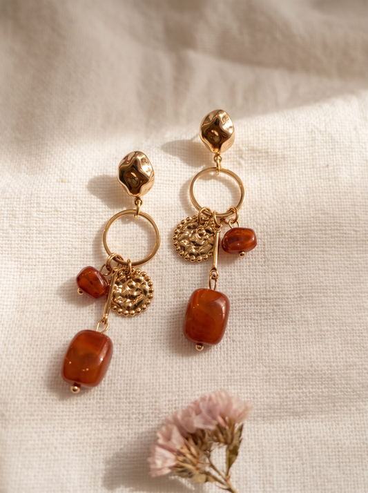 Boucle d'Oreille Pampilles - Terracotta Doré