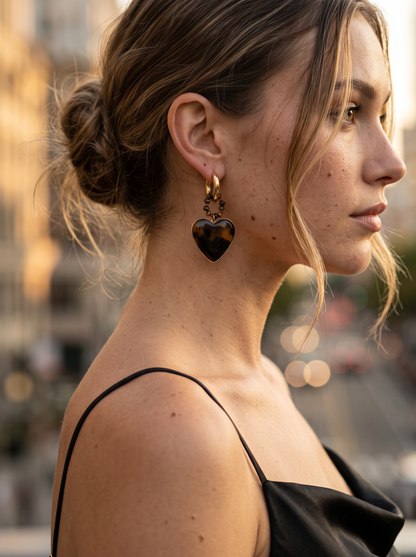 Boucles Cœur Perles Facettées