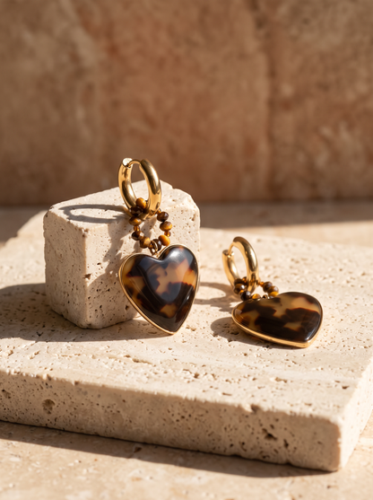 Boucles Cœur Perles Facettées