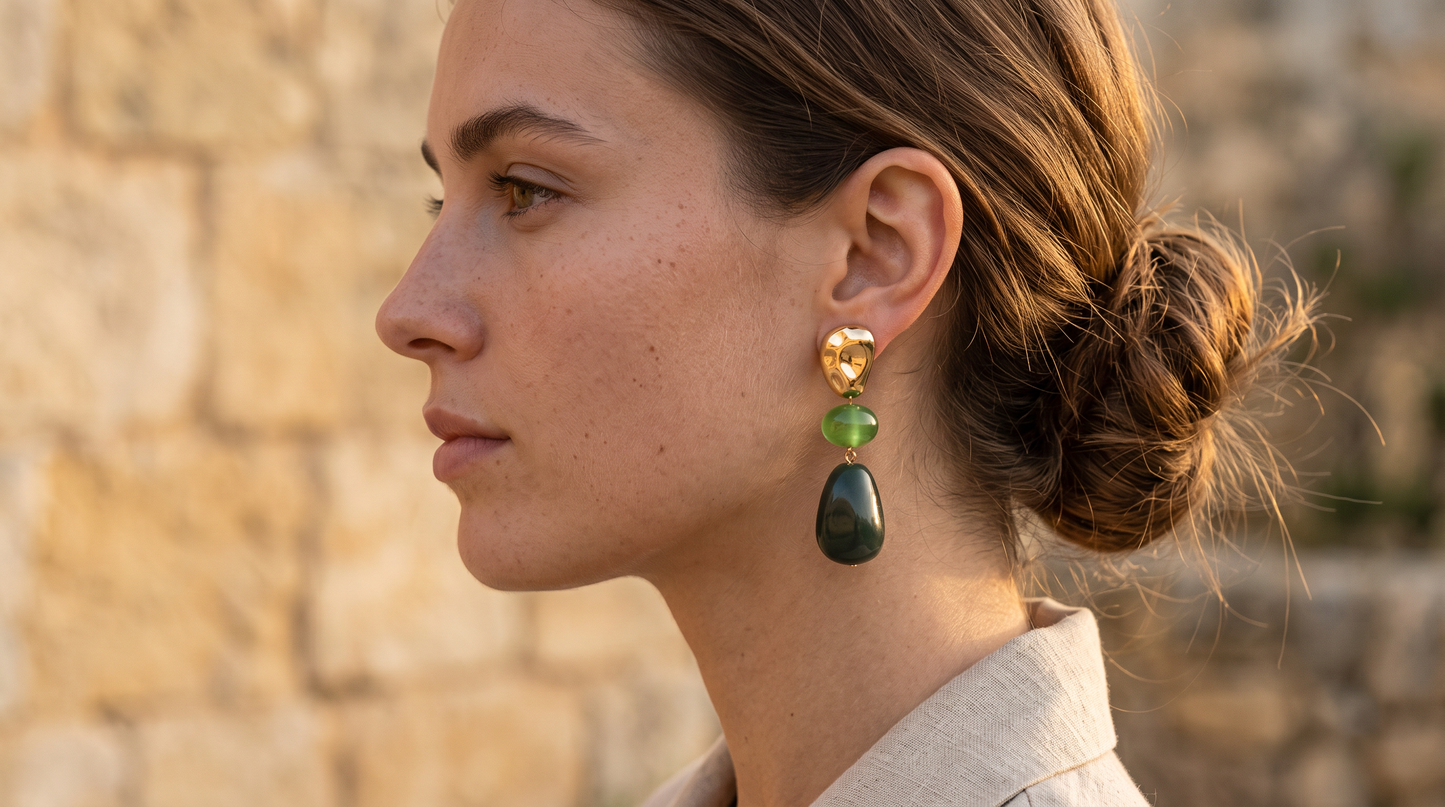 Boucles Pendantes Deux Verts