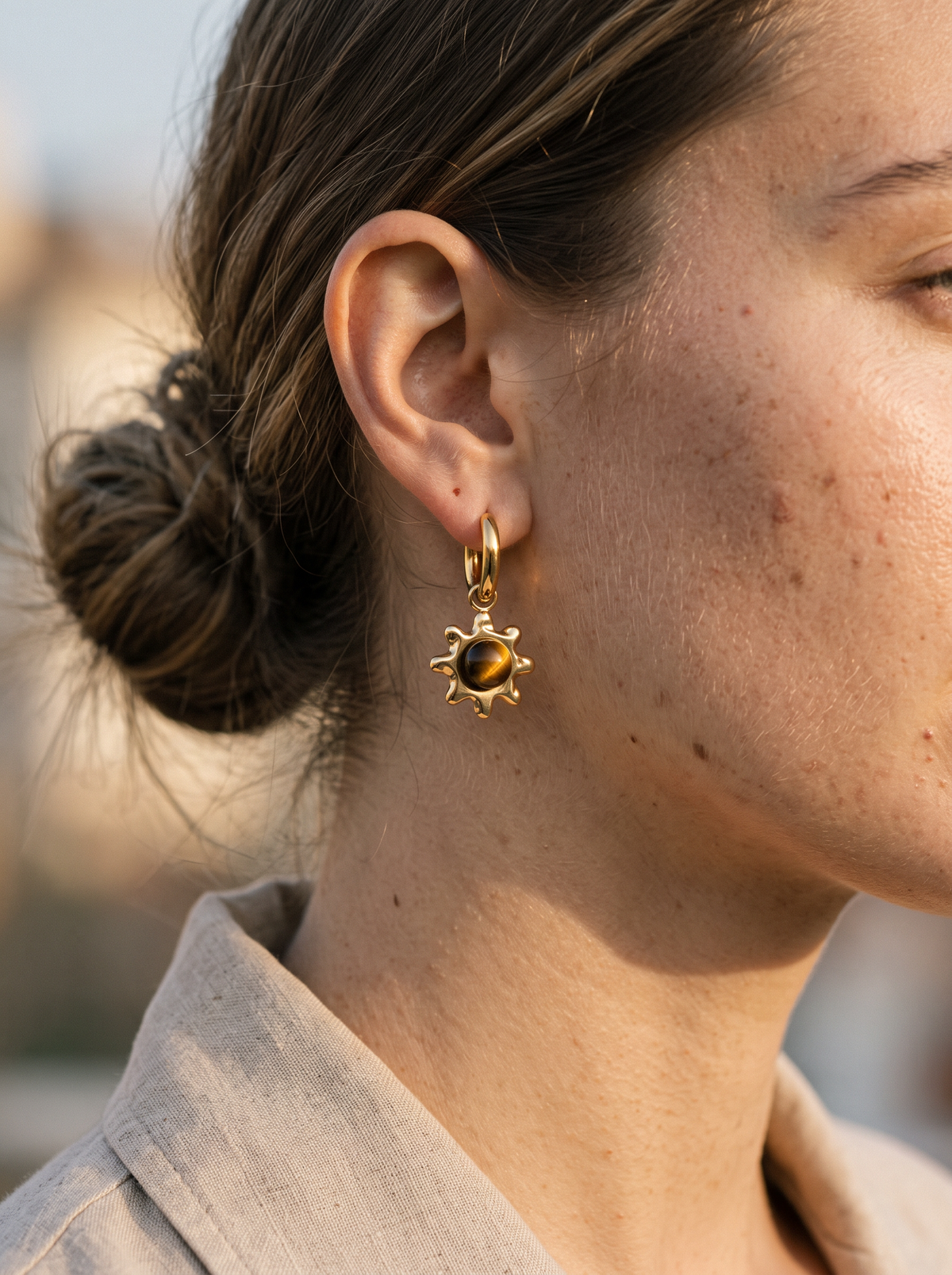 Boucles Pierres Naturelles Pendantes