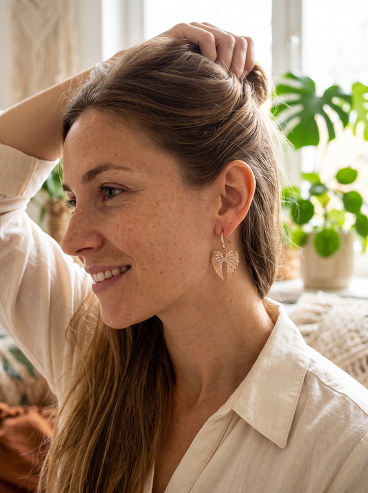 Boucles d'Oreilles Ailes d'Ange Strass - Doré
