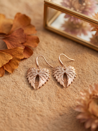 Boucles d'Oreilles Ailes d'Ange Strass - Doré