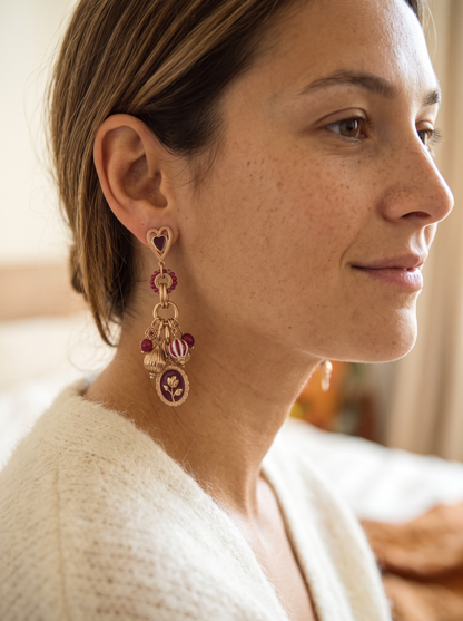Boucles d'Oreilles Bohèmes Fleur - Doré