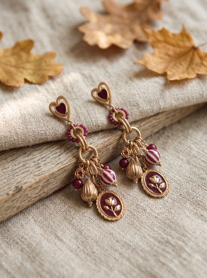 Boucles d'Oreilles Bohèmes Fleur - Doré