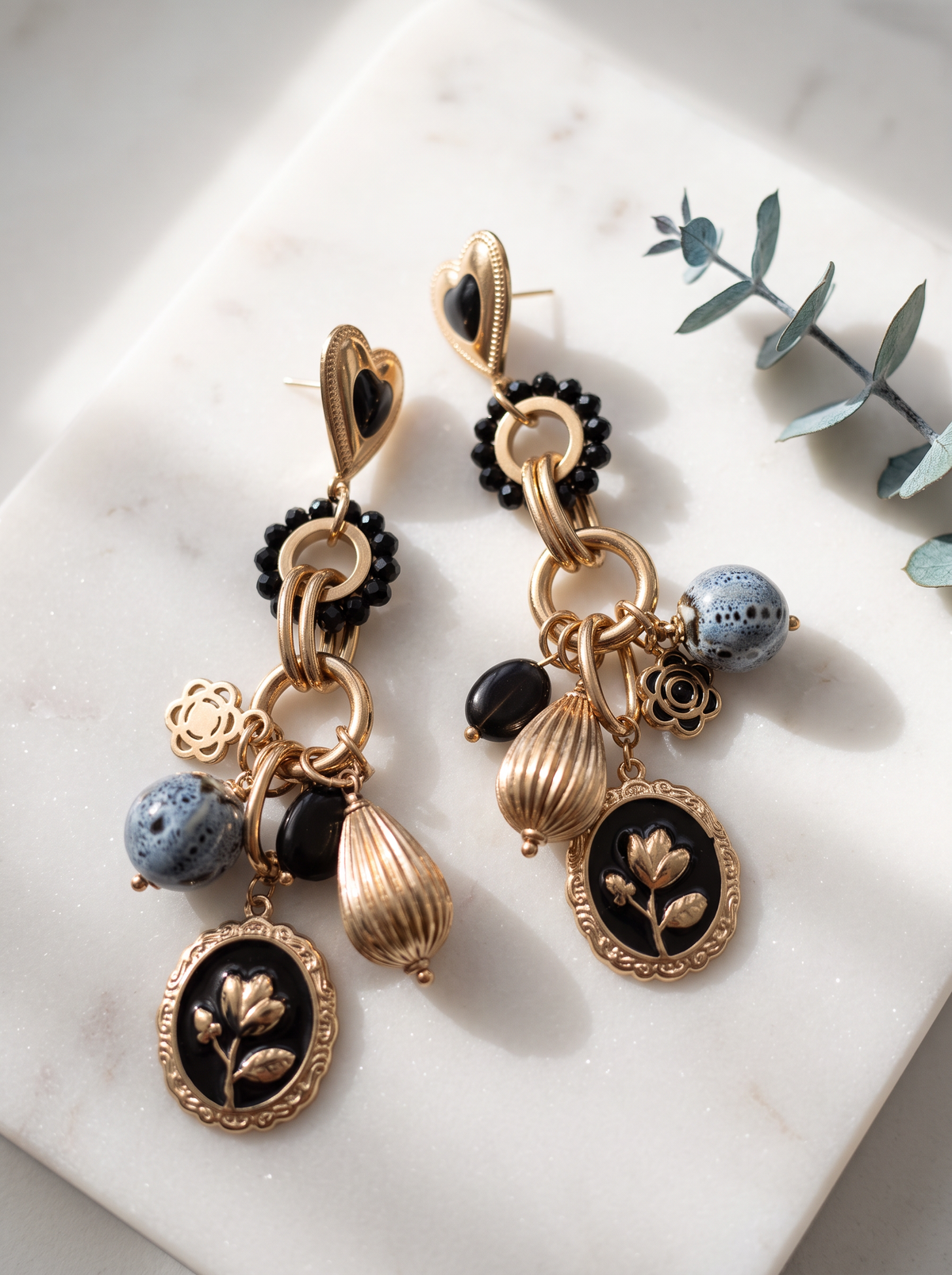 Boucles d'Oreilles Bohèmes Fleur - Doré