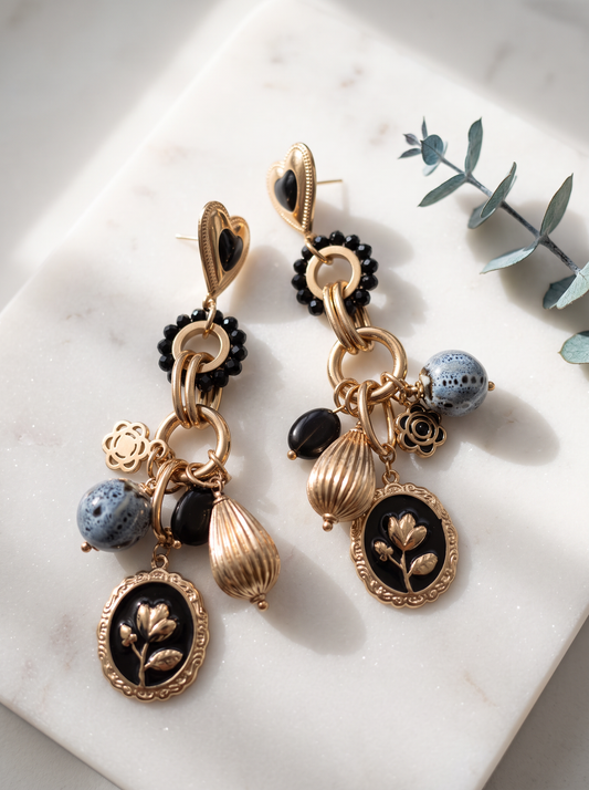 Boucles d'Oreilles Bohèmes Fleur - Doré