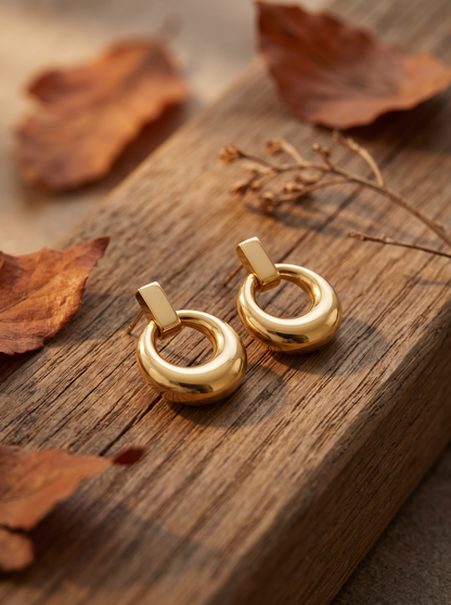 Boucles d'Oreilles Bombées - Doré