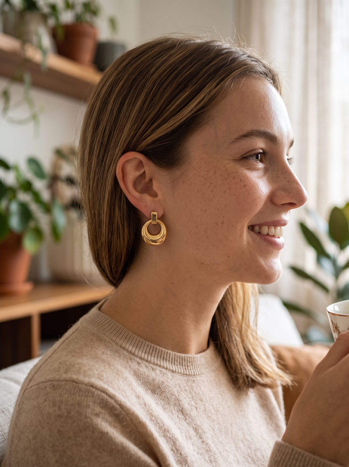 Boucles d'Oreilles Bombées - Doré