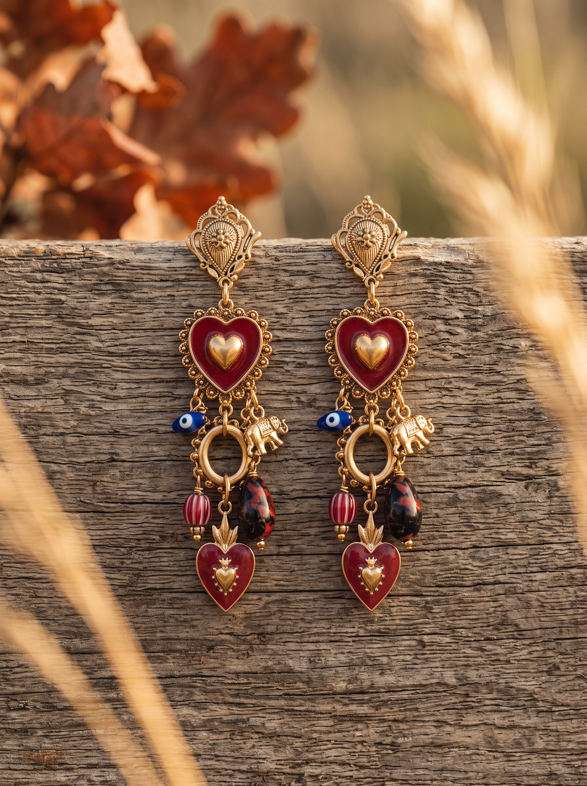 Boucles d'Oreilles Cœur Bohème - Doré