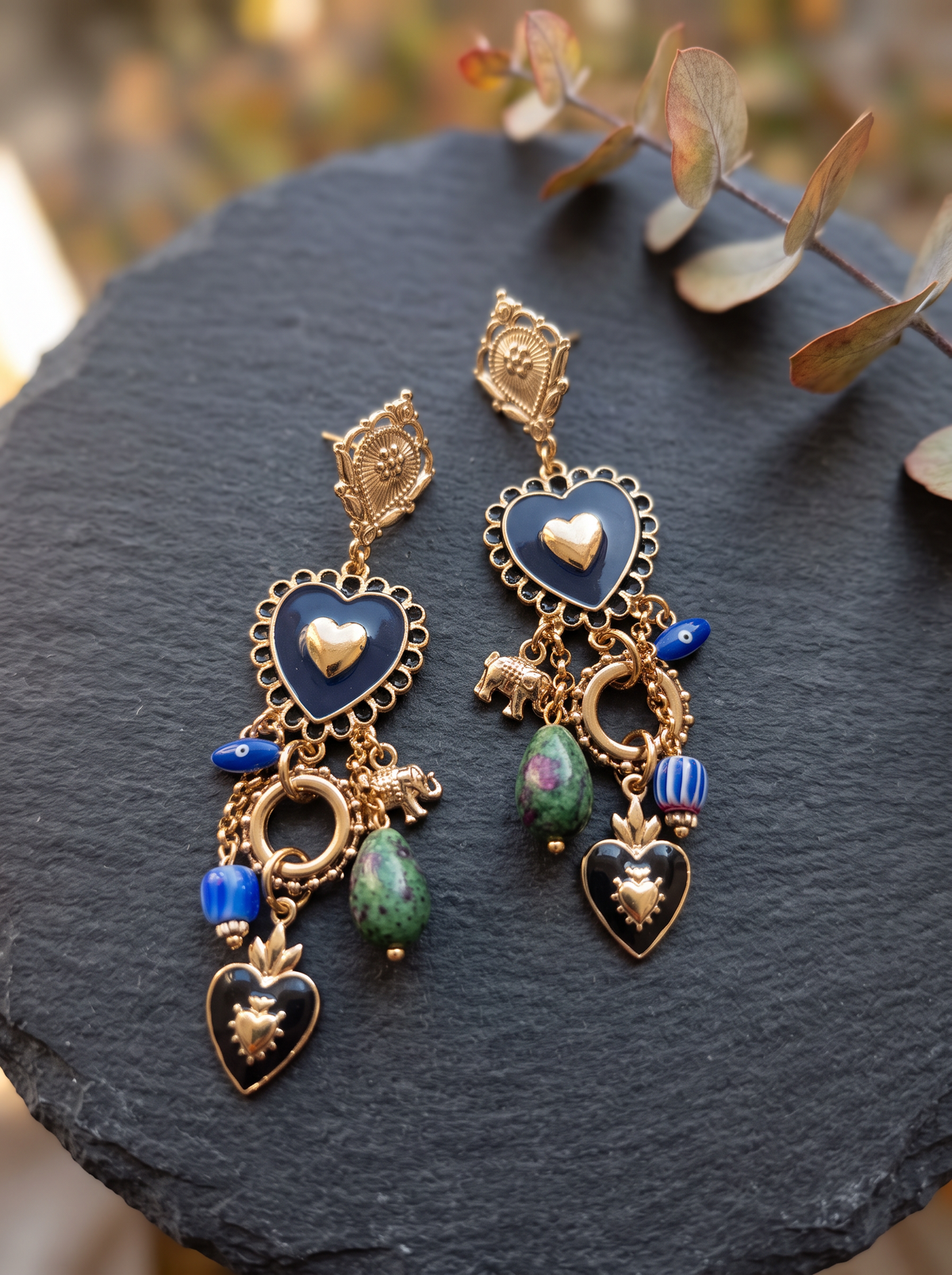 Boucles d'Oreilles Cœur Bohème - Doré