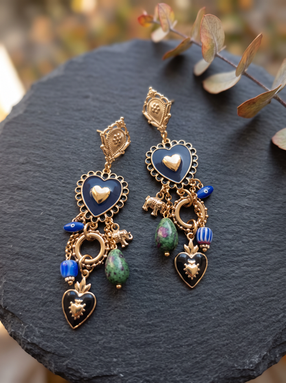 Boucles d'Oreilles Cœur Bohème - Doré