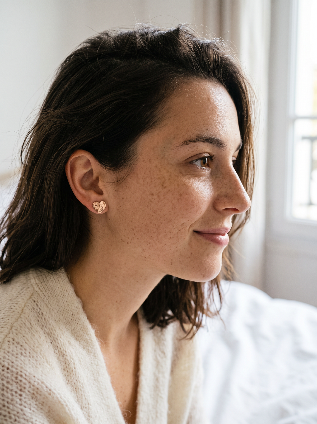 Boucles d'Oreilles Cœur Martelé - Doré