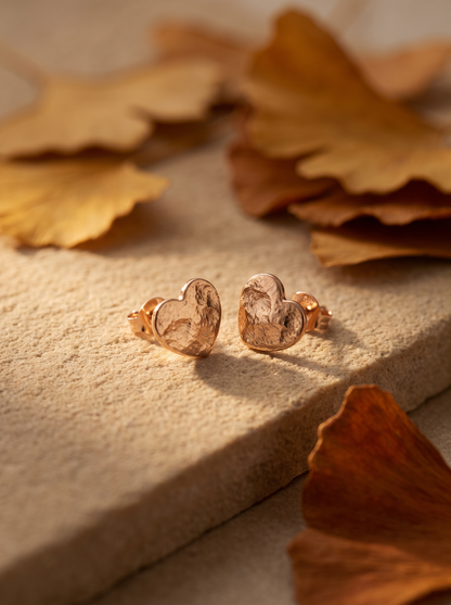 Boucles d'Oreilles Cœur Martelé - Doré