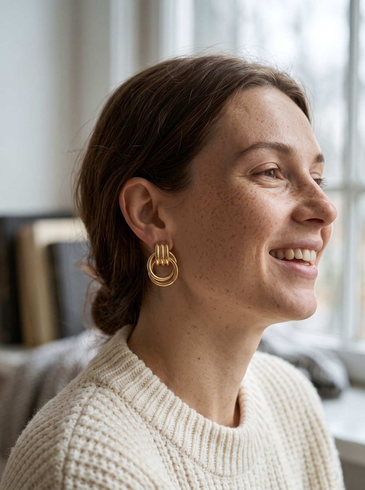 Boucles d'Oreilles Entrelacées - Doré