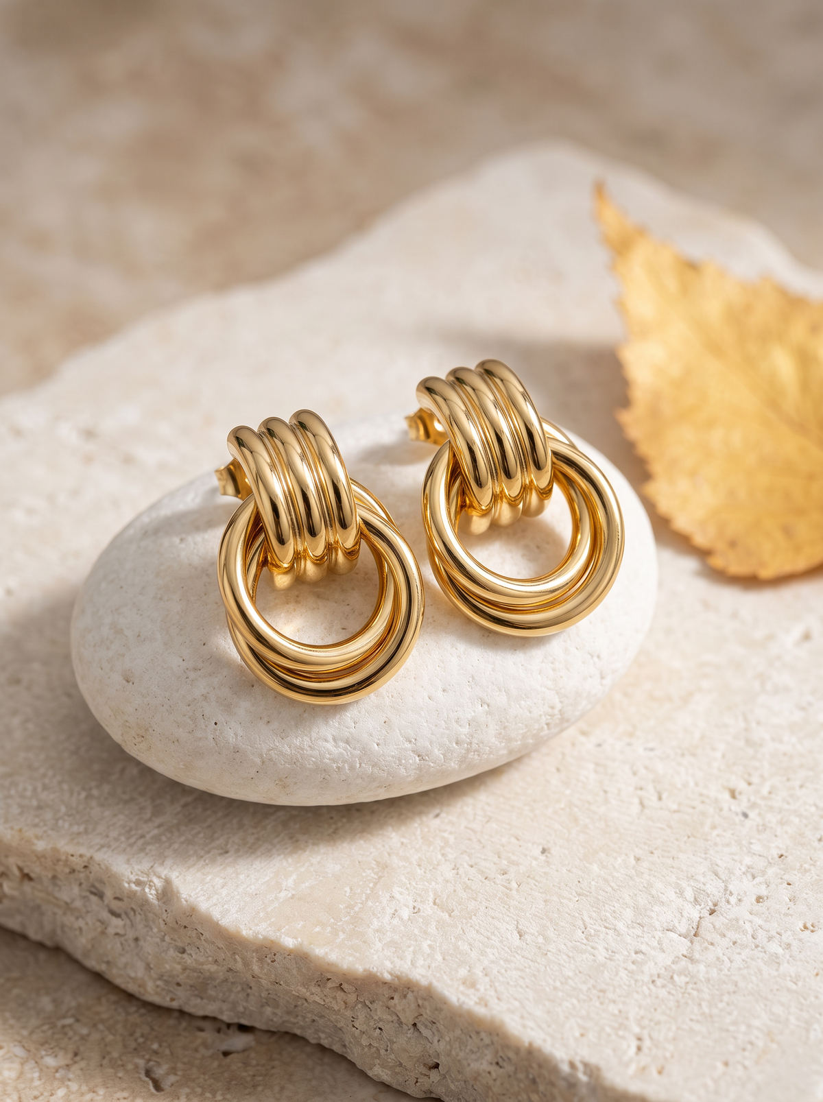 Boucles d'Oreilles Entrelacées - Doré