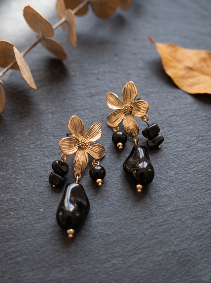 Boucles d'Oreilles Fleurs - Doré