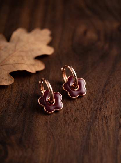 Boucles d'Oreilles Mini Créoles Fleur - Doré