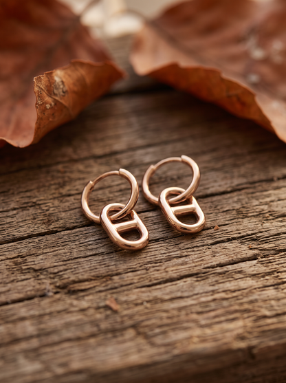 Boucles d'Oreilles Mini Créoles Maille - Doré