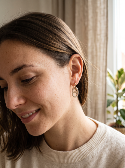Boucles d'Oreilles Mini Créoles Strass - Doré