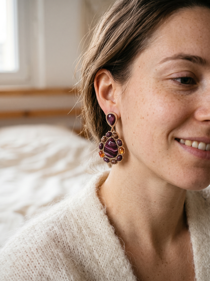 Boucles d'Oreilles Résine - Doré